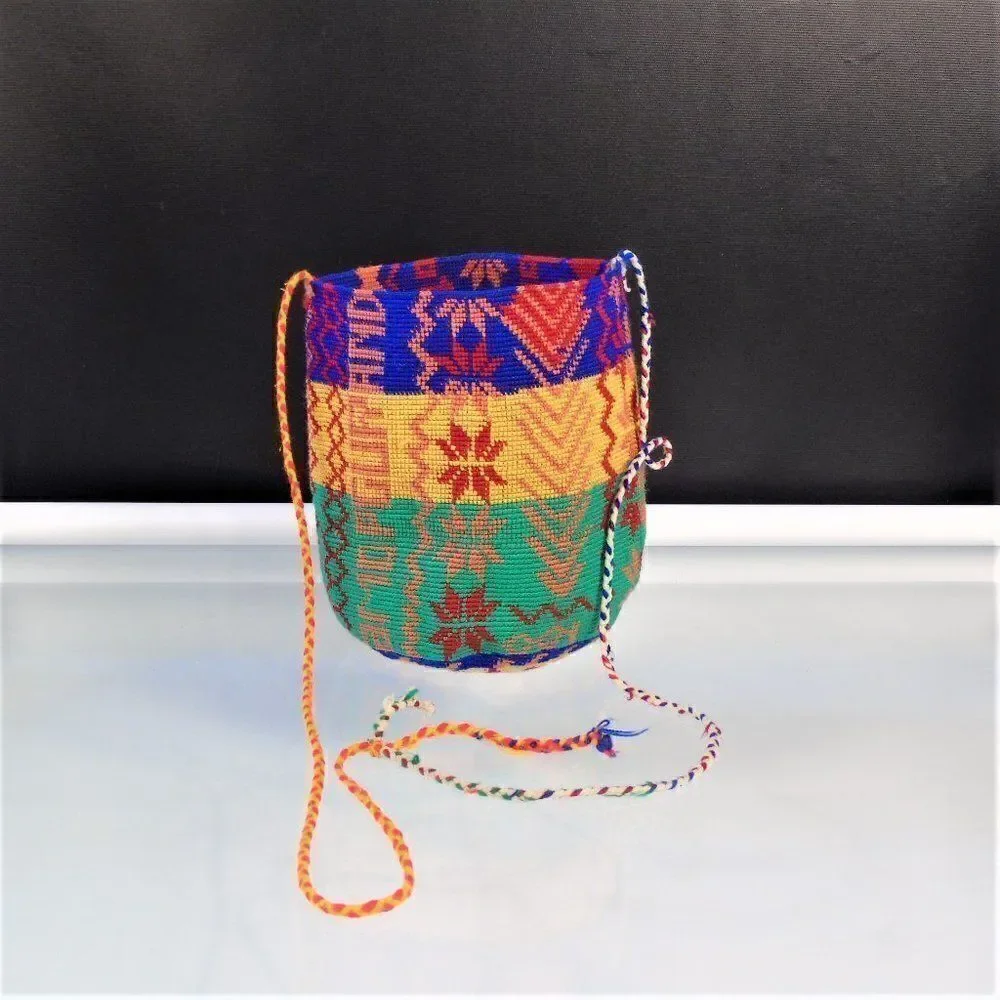 Hippie Bucket Purse Boho Woven Crossbody